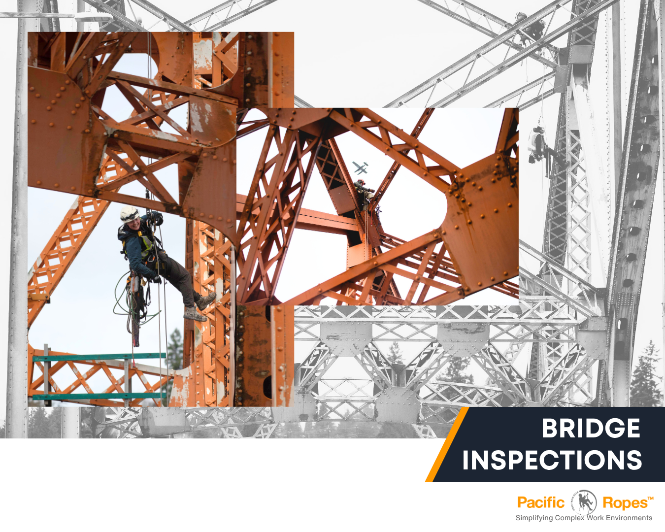 Pacific Ropes team inspecting underside of bridge using rope access