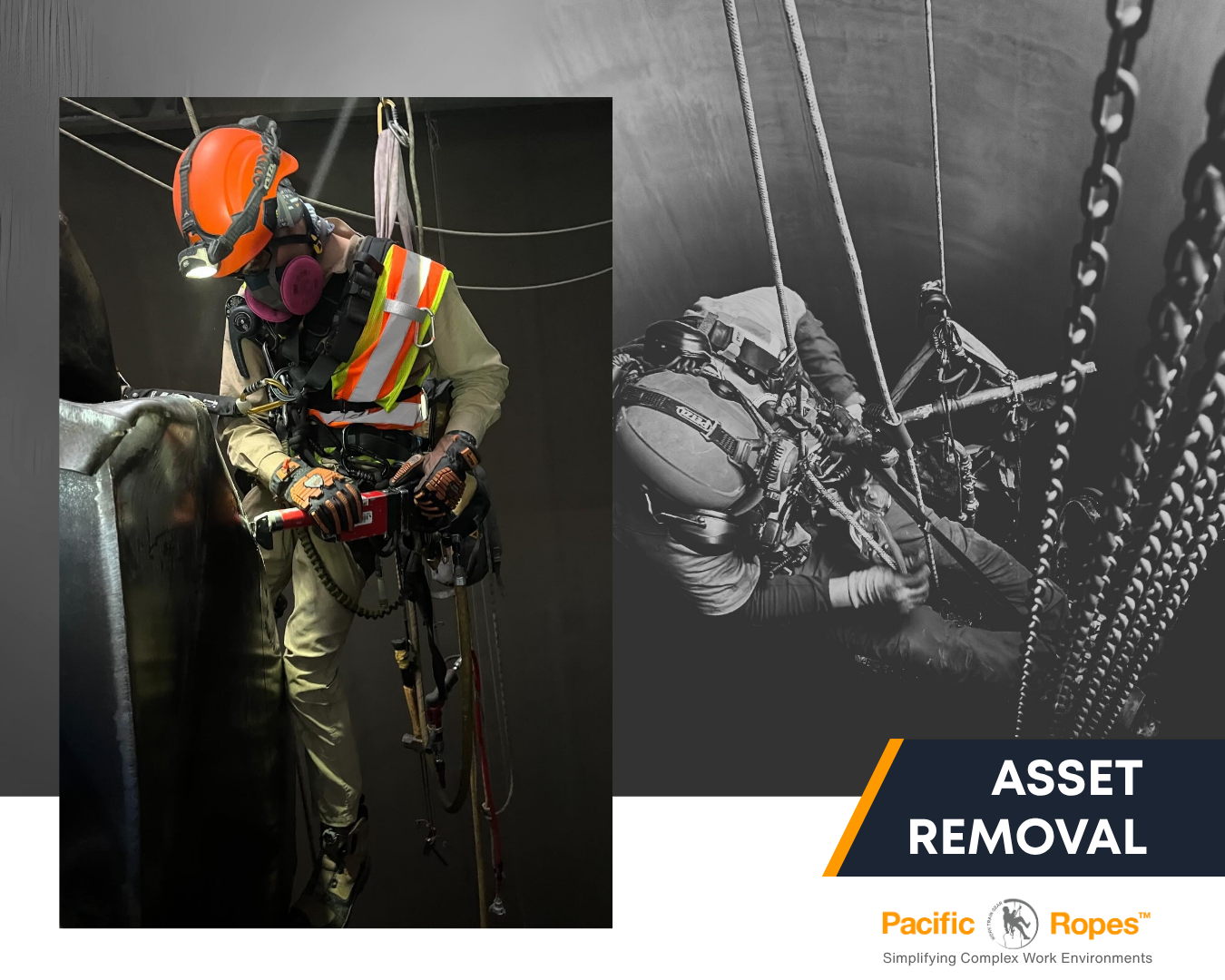 Industrial rope access on a refinery tank in Vancouver